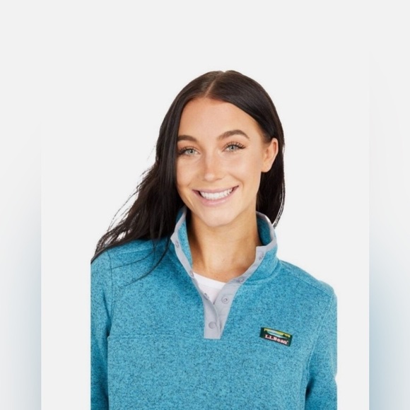 NEW! L.L.Bean 1/4 Snap Sweater Fleece Pullover Turquoise Blue SZ XS - Picture 13 of 13